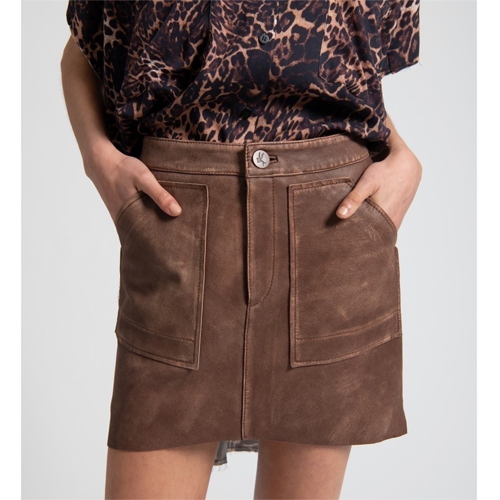 One Teaspoon | The Vintage Leather Voyager Skirt - Picture 3 of 12